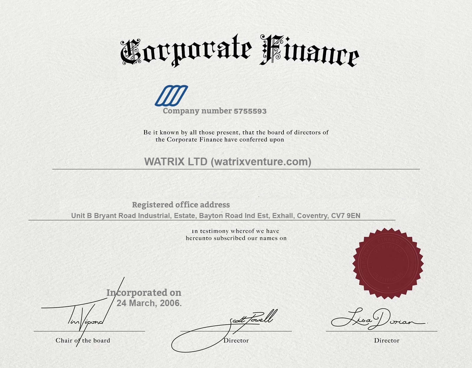 watrixventure.com  certificate